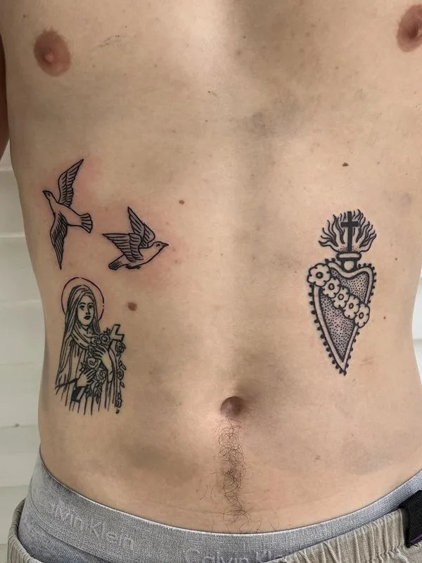 male black linework tattoo on ribcage #56676 | Tattoo Artist Pauly Lingerfelt
