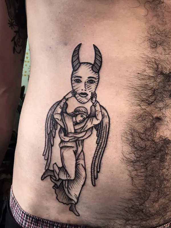 male black blackwork tattoo on stomach #56675 | Tattoo Artist Pauly Lingerfelt
