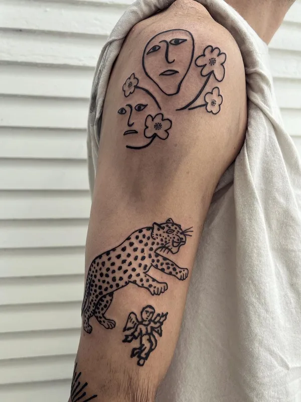 male black linework tattoo on shoulder #56677 | Tattoo Artist Pauly Lingerfelt