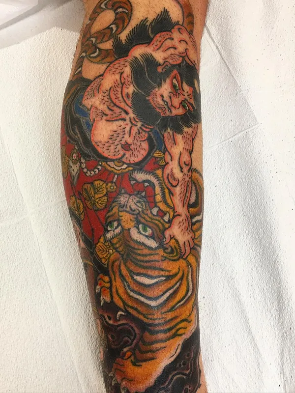 color japanese Tatuaggio su calf #56700 | Tatuatore David Noellert