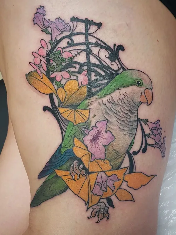 color illustrative tatouage sur thigh #56722 | Artiste tatoueur Adam Montegut