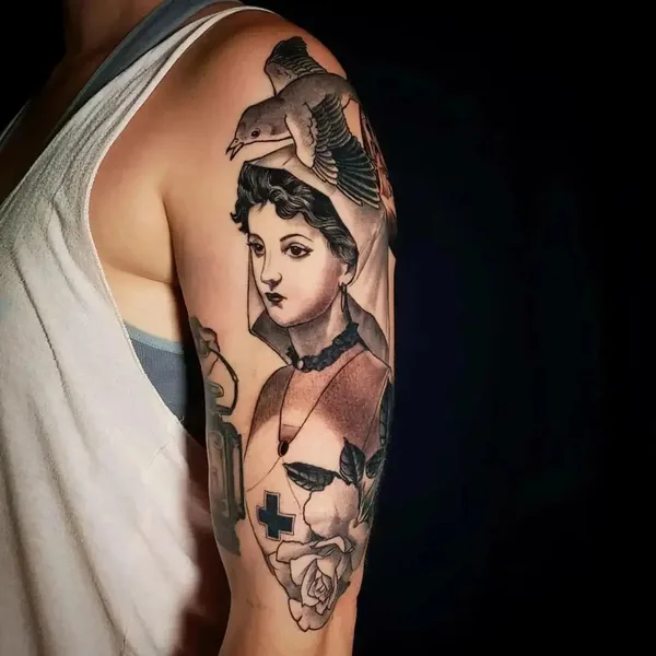 Neo Traditional tattoo by Adam Montegut in Winston-Salem