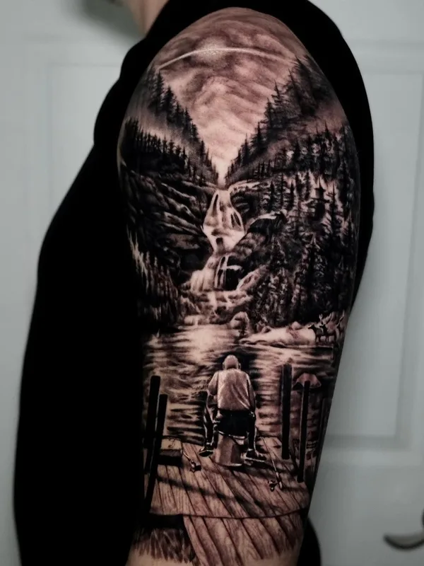 black and grey realism татуировка на full sleeve #56738 | Тату мастер Chad Rowe