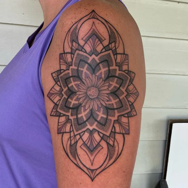 Ornamental tattoo by Laura Black in Noblesville