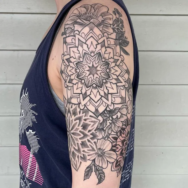 Ornamental tattoo by Laura Black in Noblesville