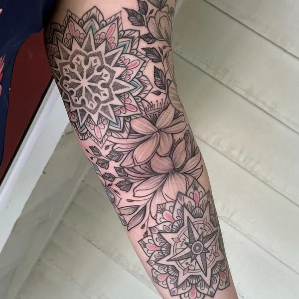 Ornamental tattoo by Laura Black in Noblesville