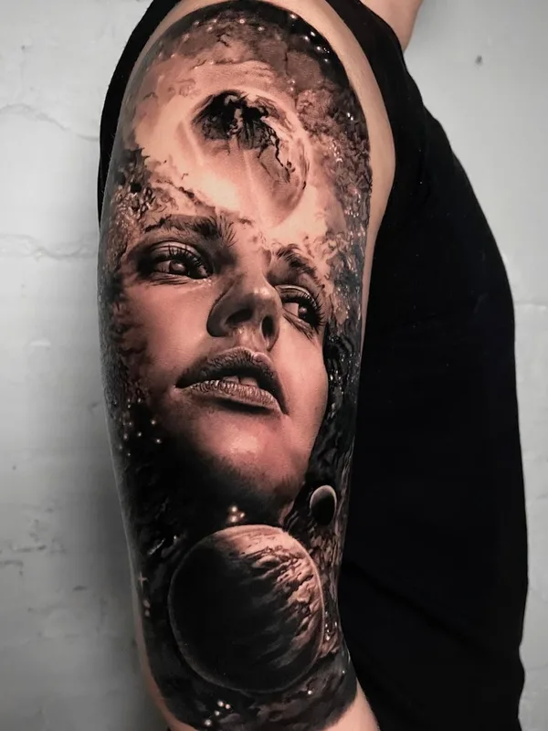 female black and grey realism Tatuaggio su full sleeve #56758 | Tatuatore Kody Richard