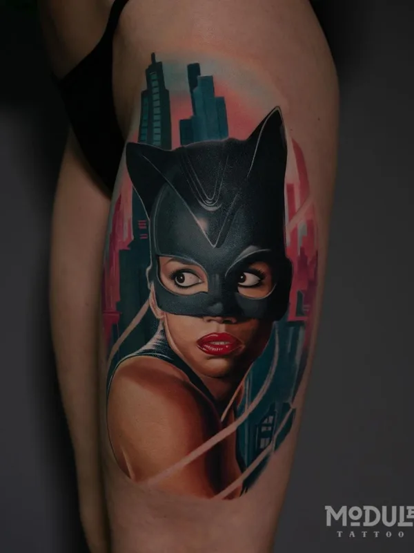 female color realism tattoo on thigh #59675 | Tattoo Artist Rinat Tattarin Mingazdinov