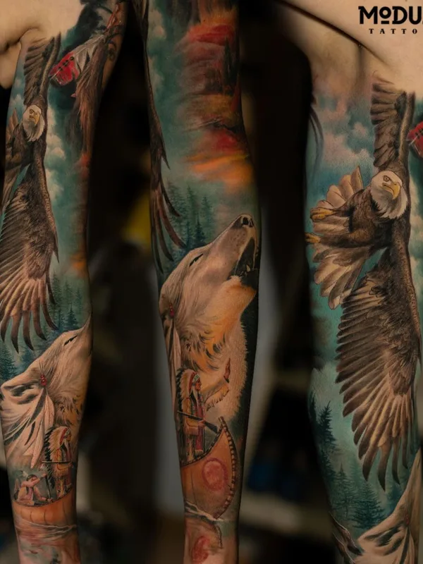 color realism tattoo on full sleeve #59677 | Tattoo Artist Rinat Tattarin Mingazdinov