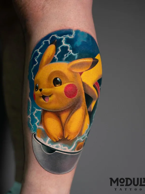 color illustrative tattoo on calf #59673 | Tattoo Artist Rinat Tattarin Mingazdinov