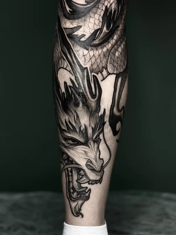 black and grey black and grey tatuaje en calf #75073 | Tatuador Александра Гагарина