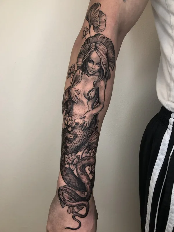 Graphic tattoo by Natalia Perrote in Praha