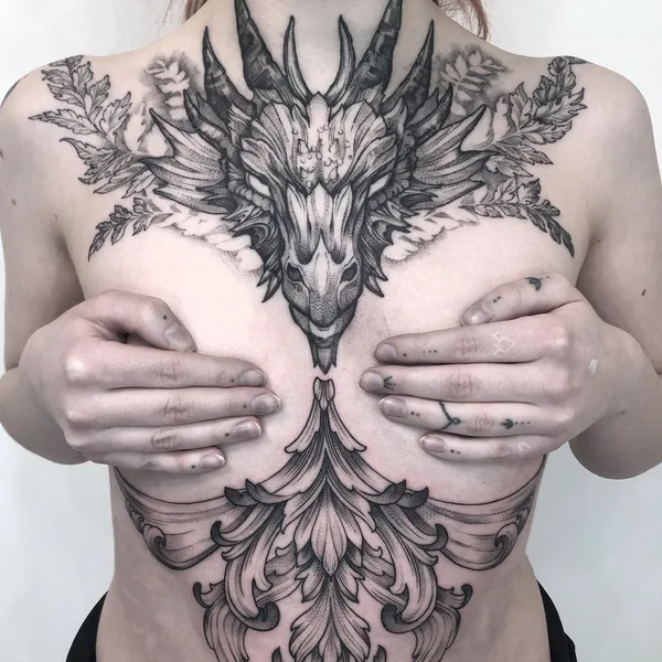 Graphic tattoo by Natalia Perrote in Praha