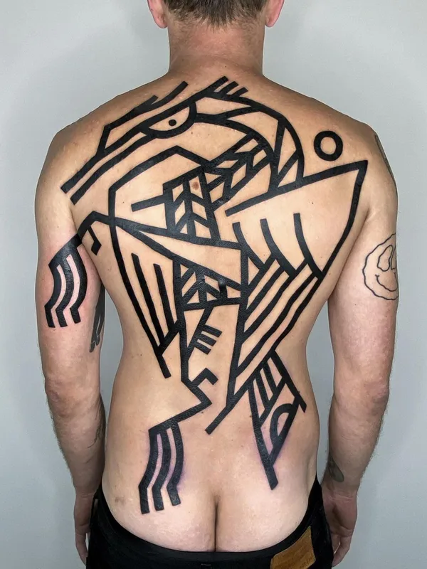 male black abstract татуировка на full back #45159 | Тату мастер Super Roger