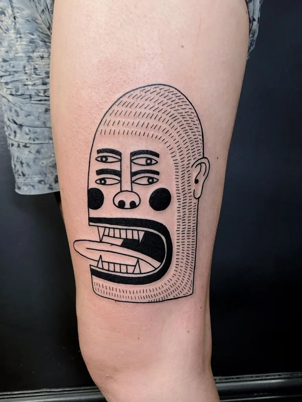 black blackwork татуировка на thigh #45156 | Тату мастер Super Roger
