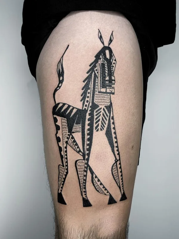 black blackwork татуировка на thigh #45160 | Тату мастер Super Roger