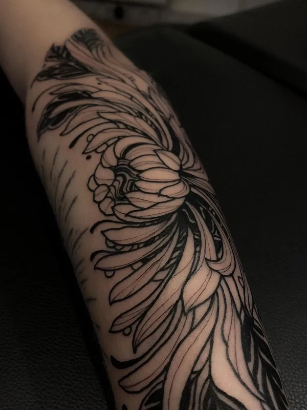 black linework татуировка на forearm #45203 | Тату мастер Daan Boets