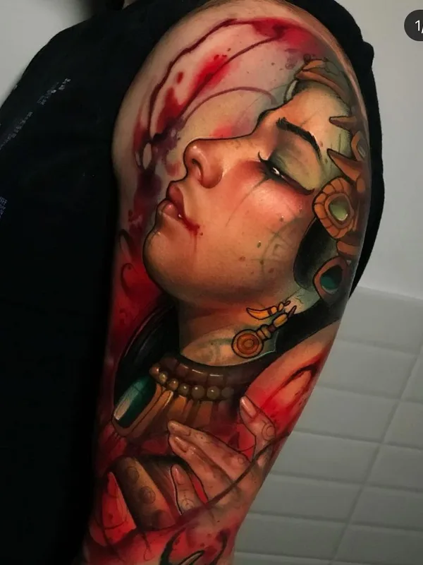 female color realism Tatuaggio su full sleeve #45306 | Tatuatore Oash Rodriguez