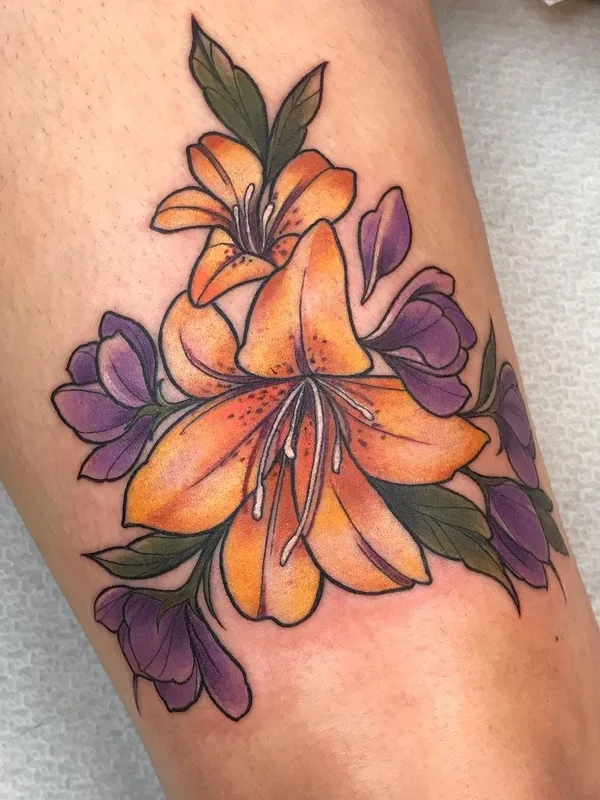color illustrative Tatuaggio su thigh #45330 | Tatuatore Iris Jasperse 