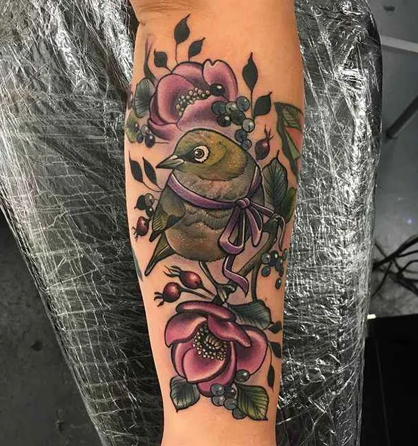 color illustrative tattoo on forearm #321 | Tattoo Artist Makkala Rose