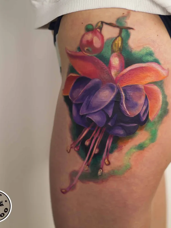 color watercolor татуировка на thigh #13683 | Тату мастер Медникова Екатерина