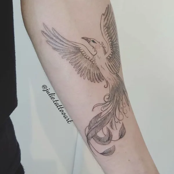 Graphic tattoo by Juliane Visser in Snells Beach