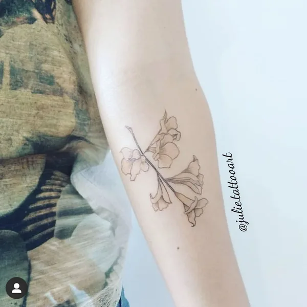 Graphic tattoo by Juliane Visser in Snells Beach