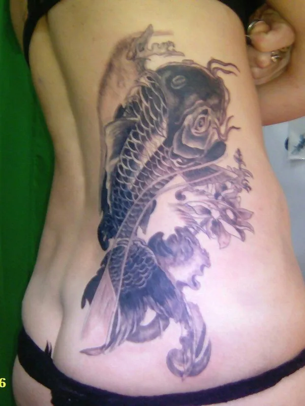 female black and grey japanese татуировка на lower back #34922 | Тату мастер Roman Sniatovskyi