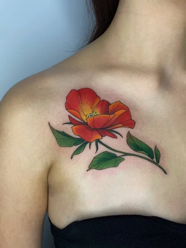 female color botanic tatuaje en collarbone #51042 | Tatuador Анна Назаренко