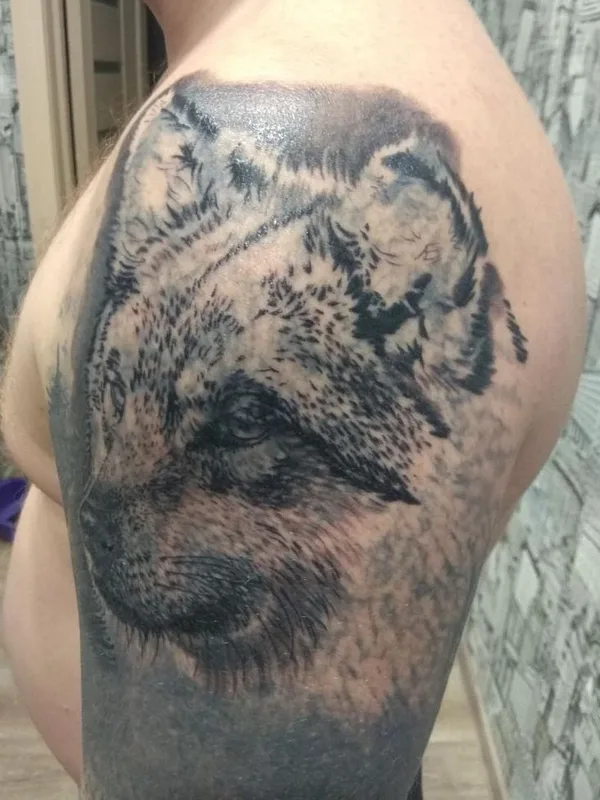 black and grey realism 纹身 在 shoulder #51057 | 纹身师 Слава Морозов