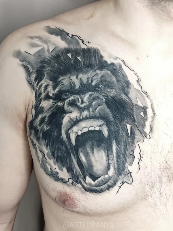 male black and grey realism Tatuaggio su chest #64332 | Tatuatore Любаня LuCh