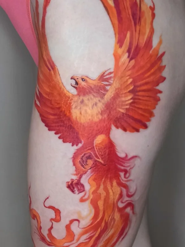 female color watercolor Tatuaggio su thigh #64336 | Tatuatore Любаня LuCh