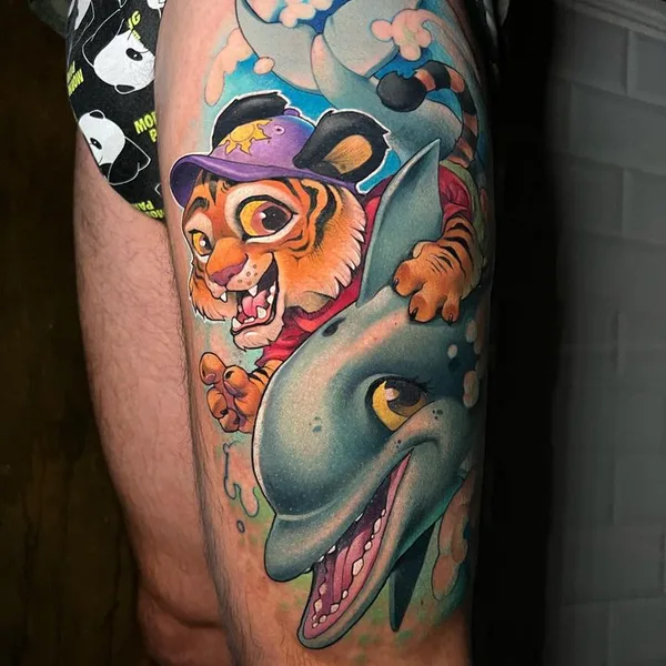 Нью Скул tattoo by Victor Chil in Barcelona