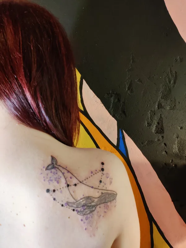 female color linework татуировка на shoulder blade #64379 | Тату мастер Violetta Shargorodska