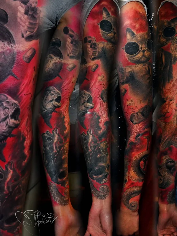 color realism татуировка на full sleeve #28990 | Тату мастер Слава Яровой