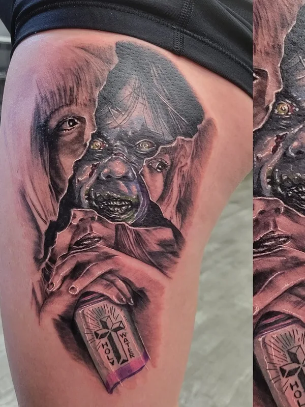 black and grey realism 타투 부위 thigh #65138 | 타투이스트 Jerry Woempner 