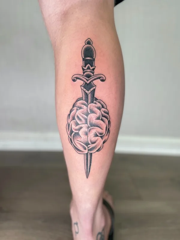 black and grey black and grey tatuaje en calf #66429 | Tatuador Sergey Fish