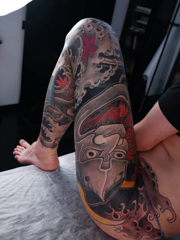 color japanese татуировка на full leg #68189 | Тату мастер АРТЕМИЙ НЕУМОИН
