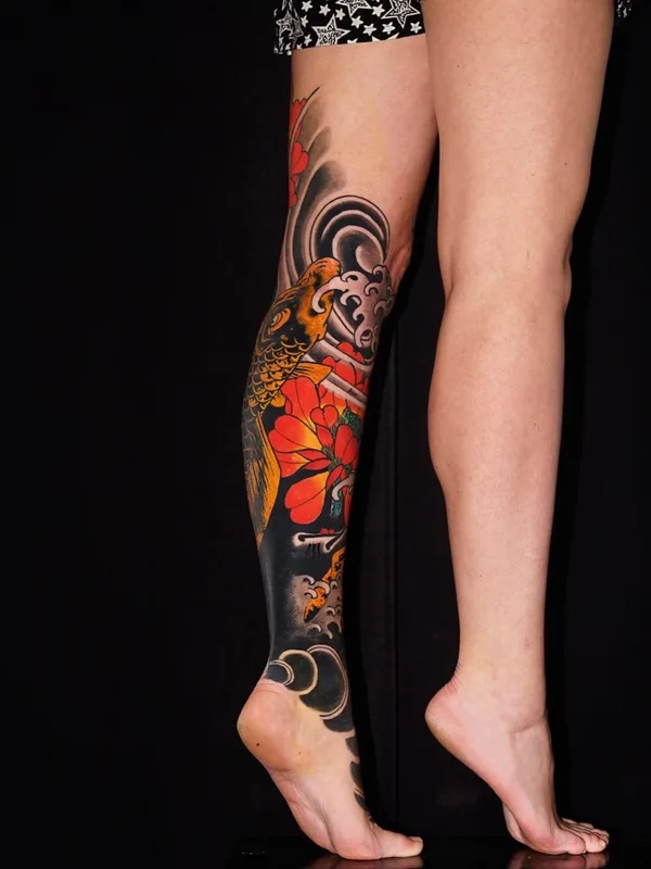 female color japanese татуировка на full leg #68190 | Тату мастер АРТЕМИЙ НЕУМОИН