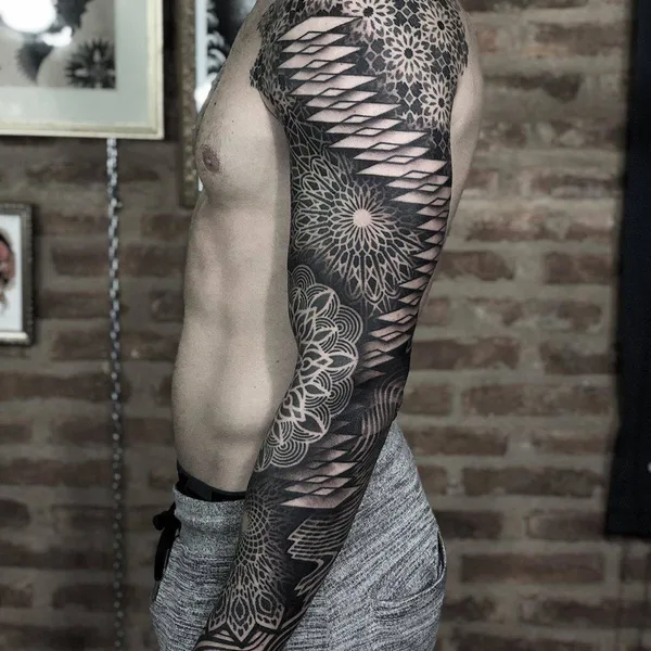 Ornamental tattoo by Eric Stricker in Barcelona