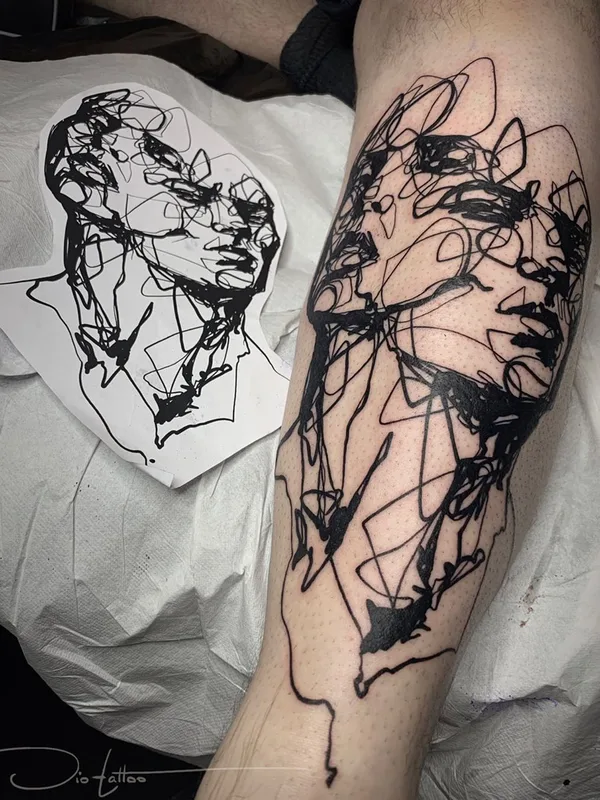 black sketch татуировка на calf #36515 | Тату мастер Jio Maia