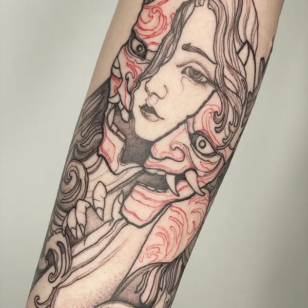 Graphic tattoo by Настя mlvtsktattoo in Барнаул