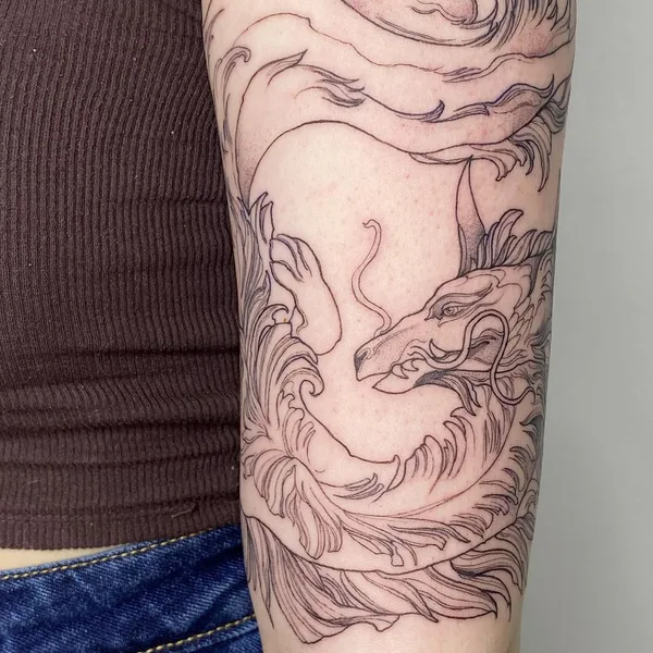 Graphic tattoo by Настя mlvtsktattoo in Барнаул