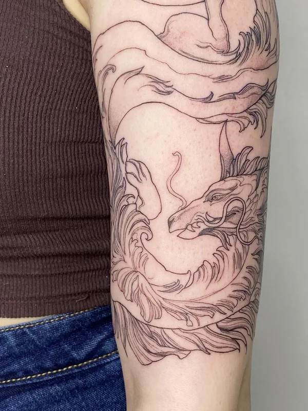 black japanese 纹身 在 forearm #55504 | 纹身师 Настя mlvtsktattoo