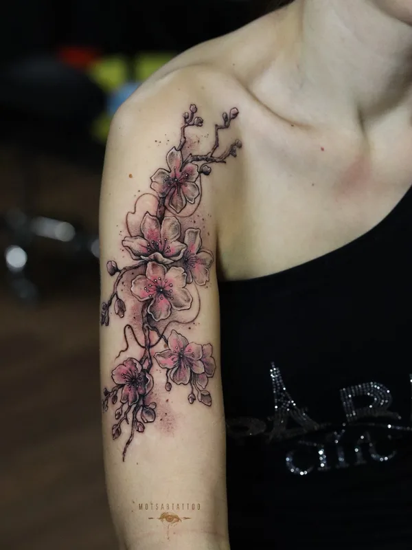 female color watercolor 타투 부위 shoulder #70734 | 타투이스트 Евгения Моцар