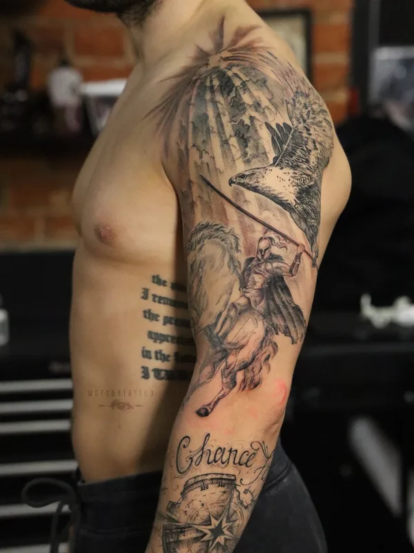 male black and grey realism 타투 부위 full sleeve #70736 | 타투이스트 Евгения Моцар