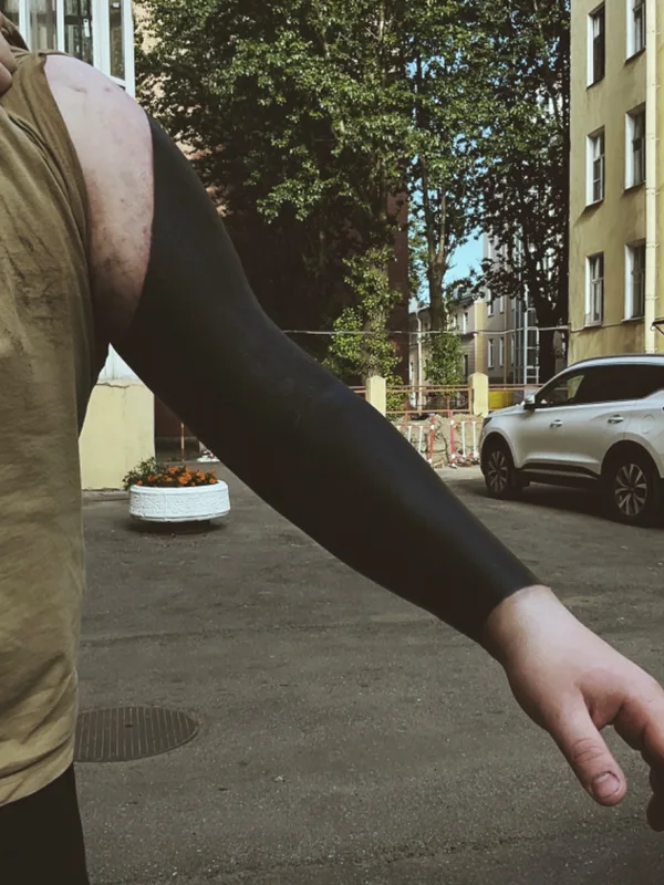 male black blackwork tattoo auf arm #70785 | Tätowierer Максим zaycev_ink