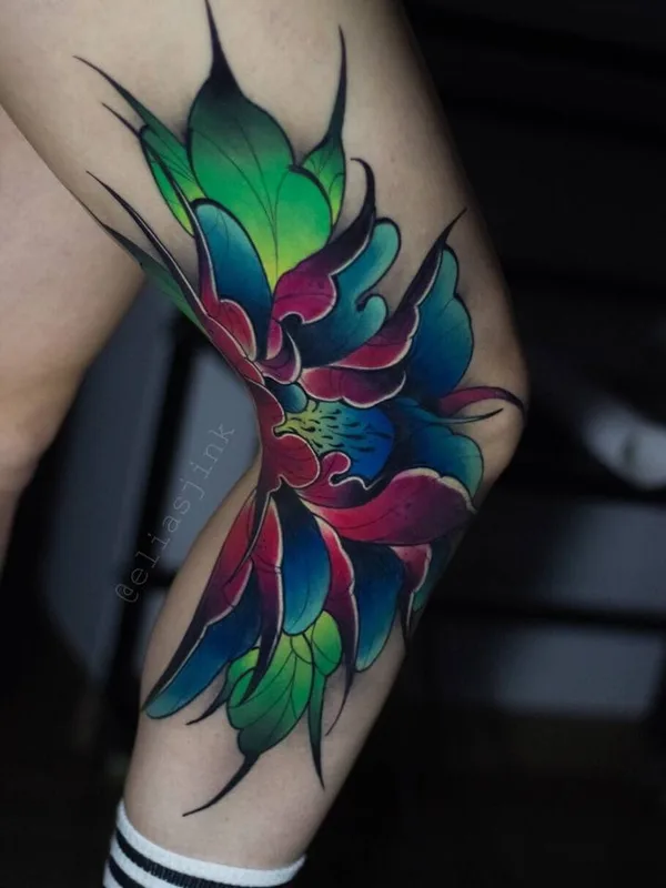 color watercolor Tatuaggio su knee #31700 | Tatuatore Илья Черник