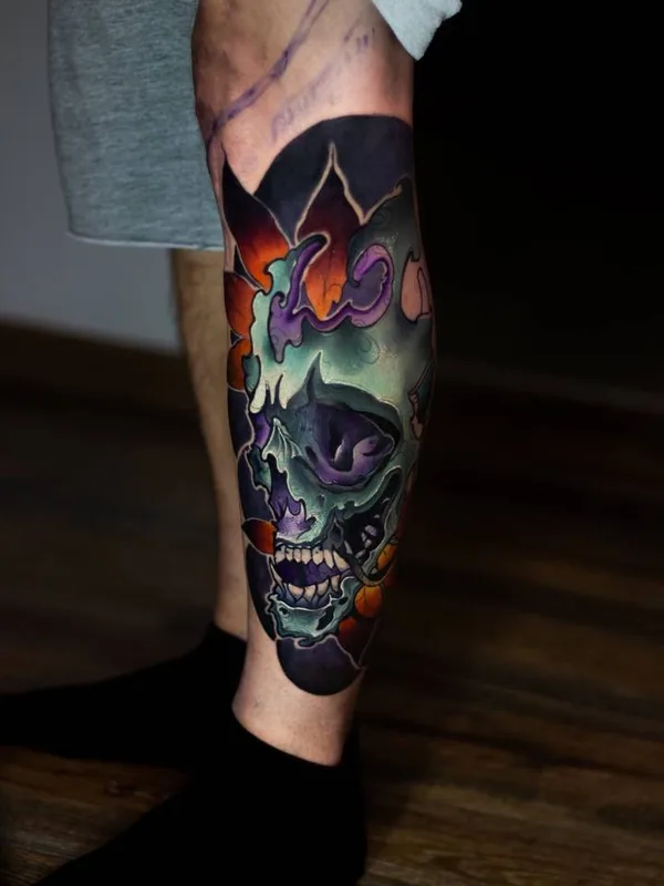color illustrative Tatuaggio su calf #31698 | Tatuatore Илья Черник