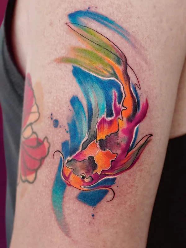 female color watercolor tatuaje en shoulder #56804 | Tatuador Aleksandra Stojanoska